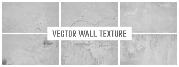 Grunge cement texturen vector collectie Betonnen muur achtergrond vectorillustratie