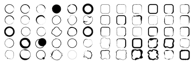 Grunge circle big set icons Vector illustration