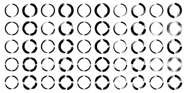 Grunge Circle Bold Line zwarte abstracte vorm 50 Set