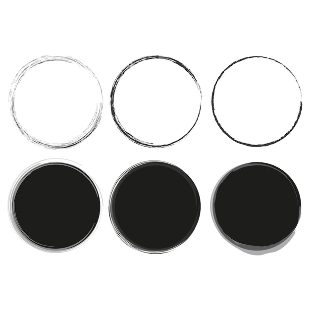 Grunge circle brush ink frames set Vector illustratie EPS 10