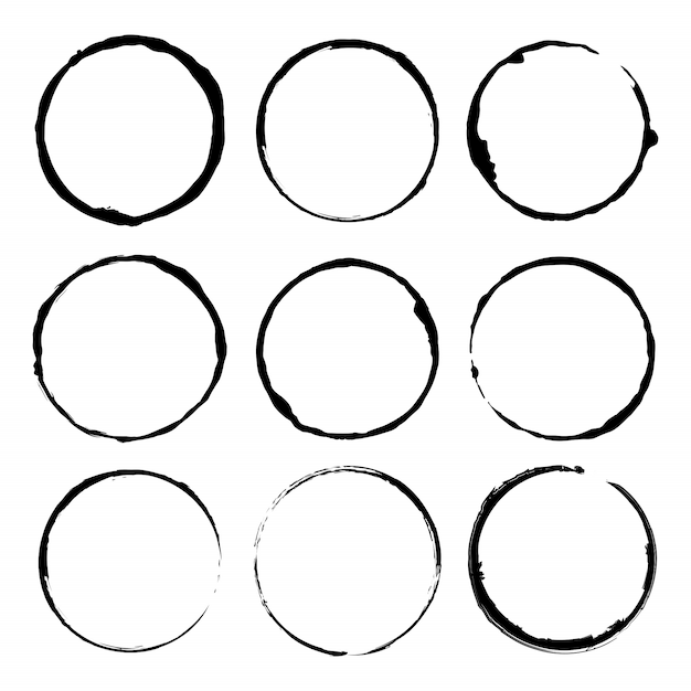 Set di cornici di inchiostro pennello cerchio grunge