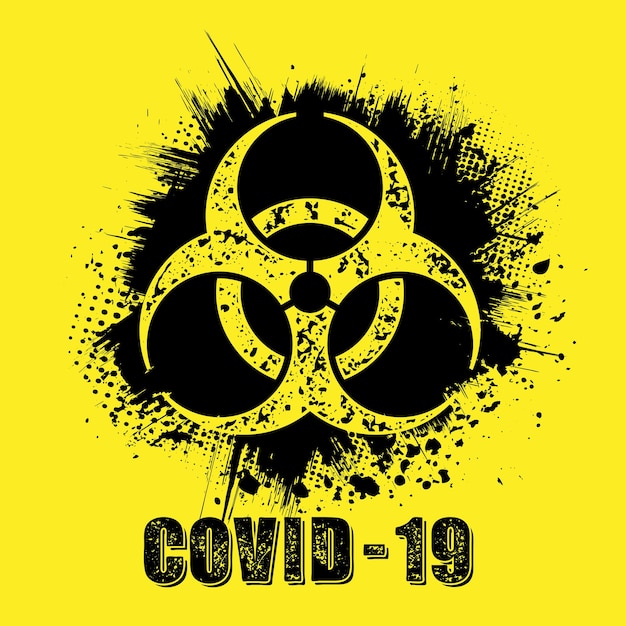 Vector grunge circle covid hazard set