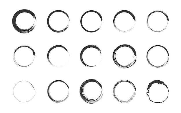 Grunge circle set Vector illustration