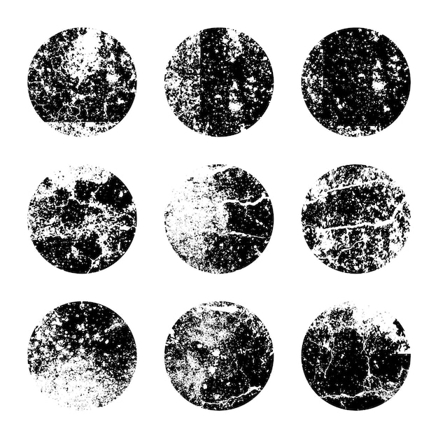 Vector grunge circles with stains and scratches circle brush stroke round shape design element distressed