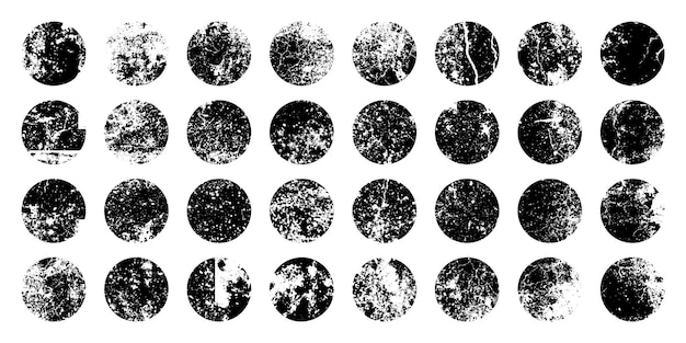 Vector grunge circles with stains and scratches circle brush stroke round shape design element distressed