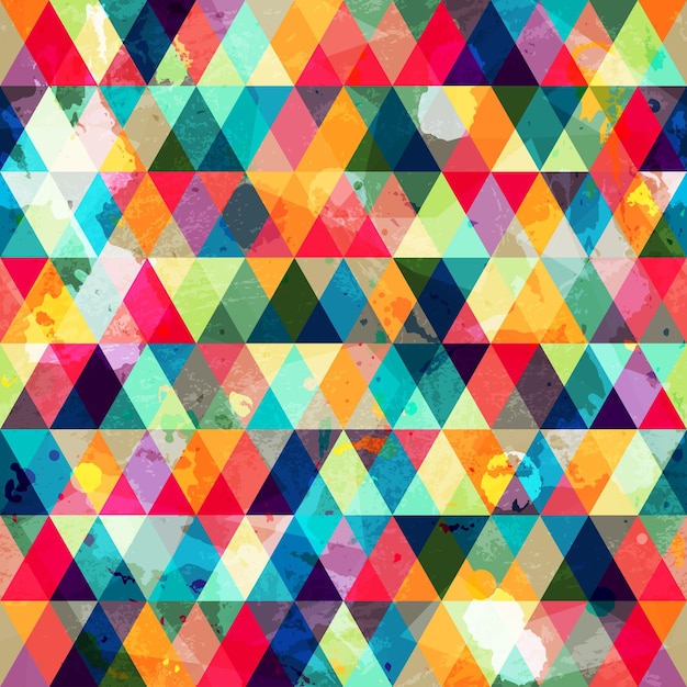 ベクトル グランジ色の三角形のシームレスなパターン