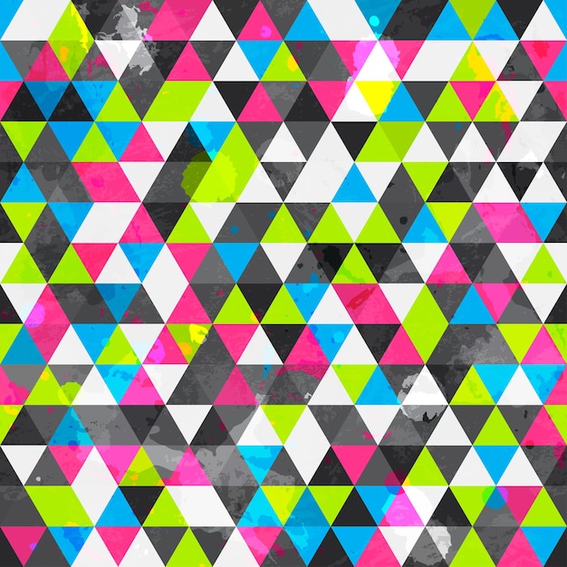 Grunge colored triangle seamless pattern