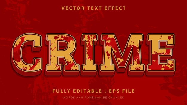 Vector grunge crime editable text effect design template