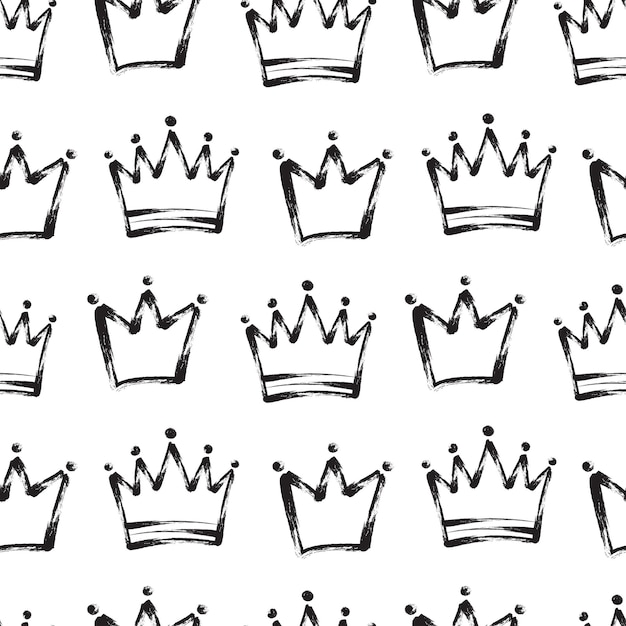 Grunge Crowns Seamless pattern.