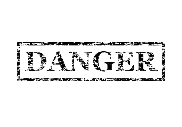 Гранж опасность штамп опасности квадратный гранж знак векторная иллюстрация шероховатый чернильный штамп опасность