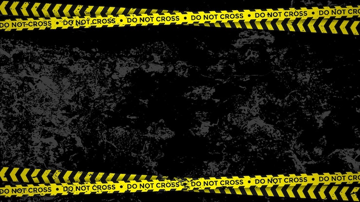 Vector grunge dark background with police line vector illustration warning striped rectangular background