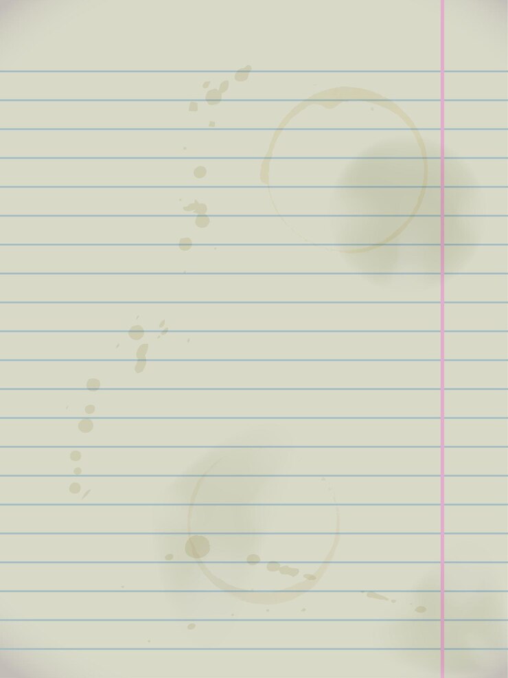 Vector grunge dirty notebook paper lined page with stains, realistic vector illustration