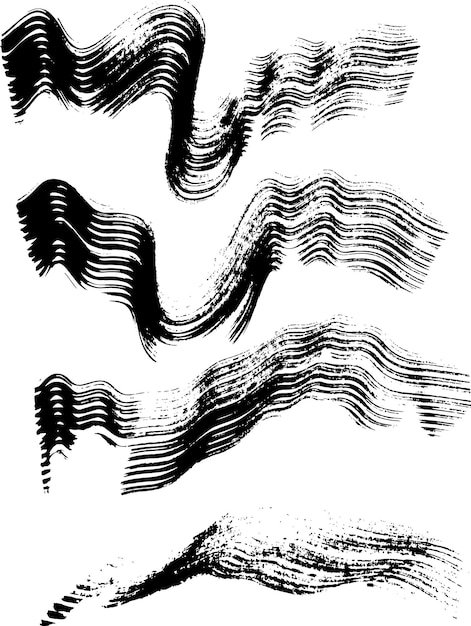 Vector grunge dry brush ink strokes free hand set