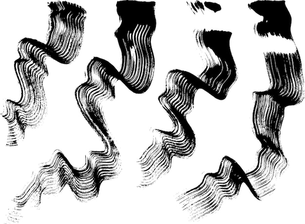 Vector grunge dry brush ink strokes free hand set