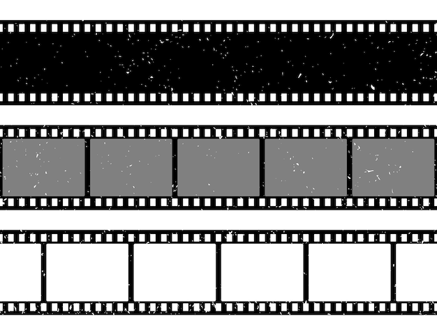 Vector grunge film strips collectie oude retro cinema film strip video opname vector illustratie