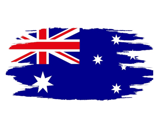 Vector grunge flag australia painted brush stroke vintage flag australia independence day banner poster