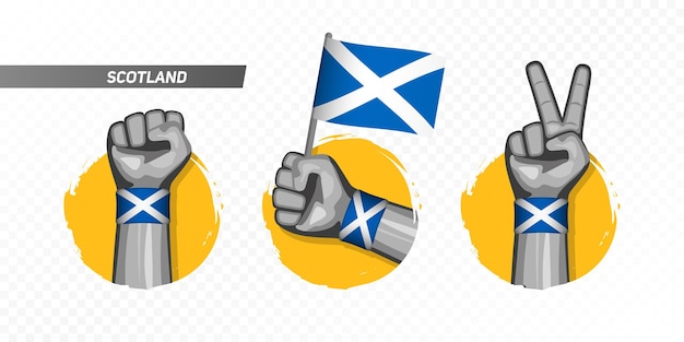 ベクトル スコットランドの愛国的な勝利のシンボル フラグを手に掲げた独立記念日のグランジ フラグ