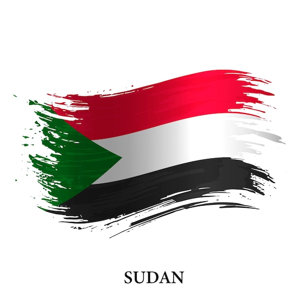 Grunge flag of Sudan brush stroke vector