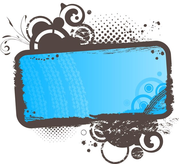 Vector grunge floral blue frame