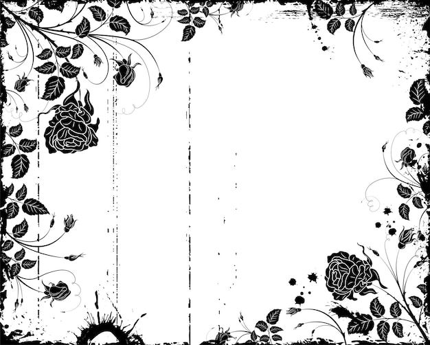 Vector grunge flower frame