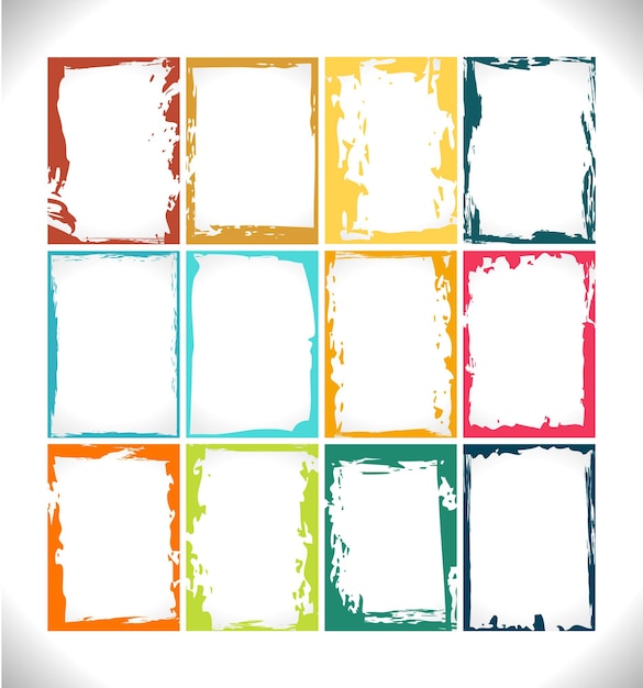 Grunge Frames Collection Color Palette Vector Design Illusration