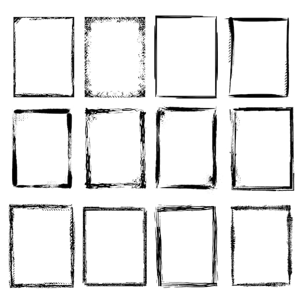 Grunge frames. Scratchy sketched illustration grunge rough frame border, sketch texture