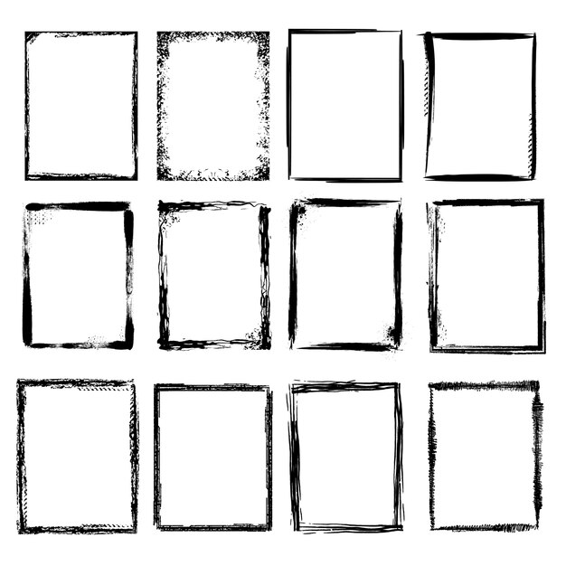 Grunge frames. Scratchy sketched illustration grunge rough frame border, sketch texture