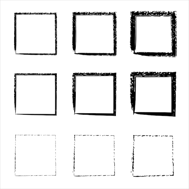 그런 지 프레임 벡터 설정 검은 사각형 모양 테두리 벡터 테두리 그런 지 템플릿 집합