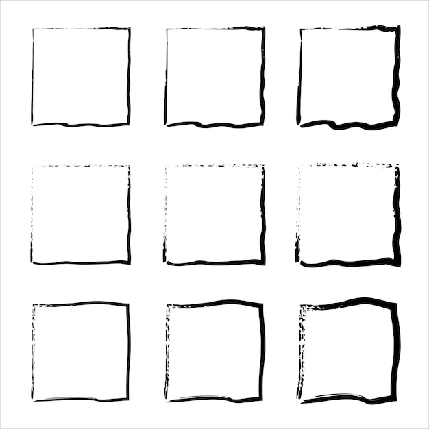 Vector grunge frames vector set handdrawn square frame set of design elements