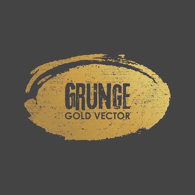 Grunge golden ellipse brush shape vector illustration