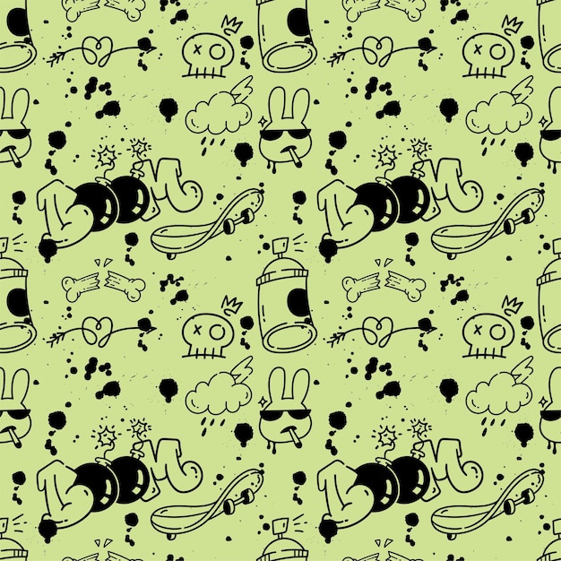 Grunge graffiti art seamless pattern