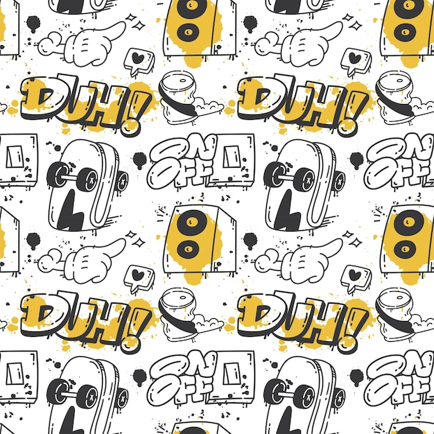 Grunge Graffiti Art Seamless Pattern