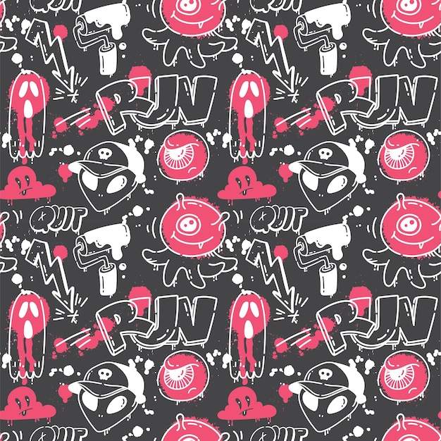 Grunge Graffiti Art Seamless Pattern