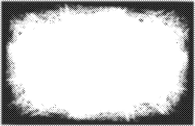 Vector grunge halftone frame background.