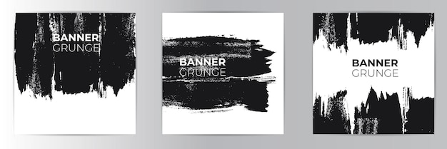 Vector grunge hand drawn background set banner format watercolor texture background