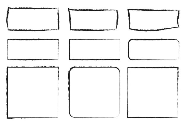 グランジと手描きの長方形のフレーム