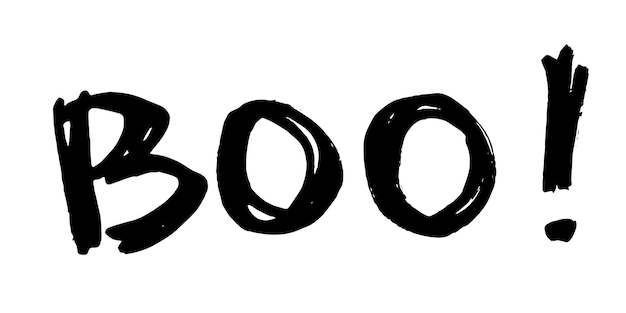 グランジの手描きのテキスト BOO 白いベクトルイラストに隔離