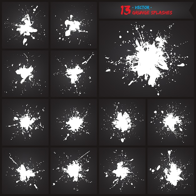 Vector grunge hand made splashes vector set