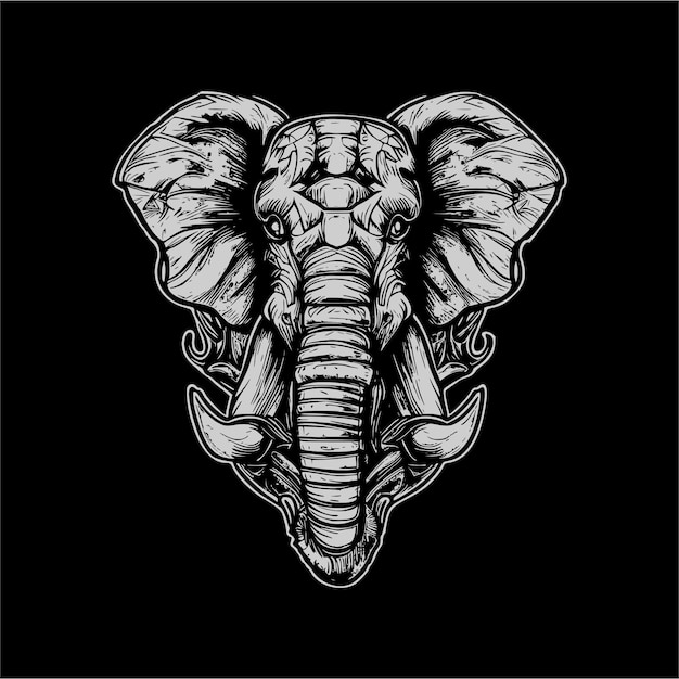 Vector grunge head elephant for tshirt printing