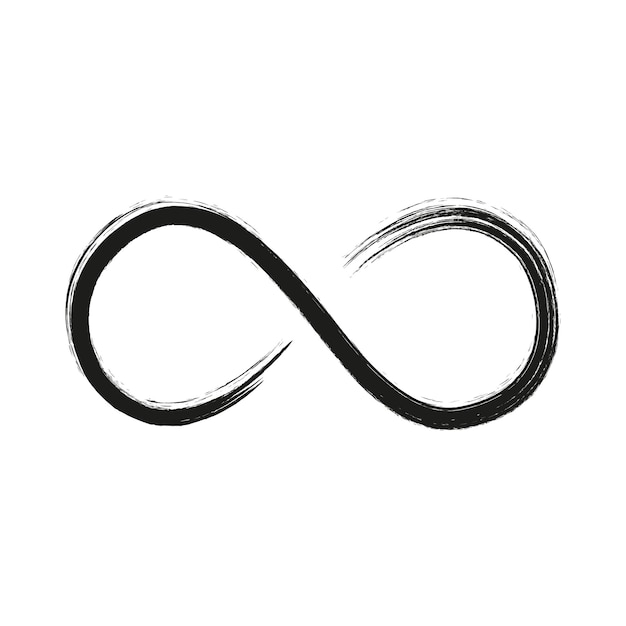 Grunge infinity symbol Hand painted with black paint Grunge brush stroke Modern eternity icon Graphic design element Infinite possibilities endless process Vector illustration