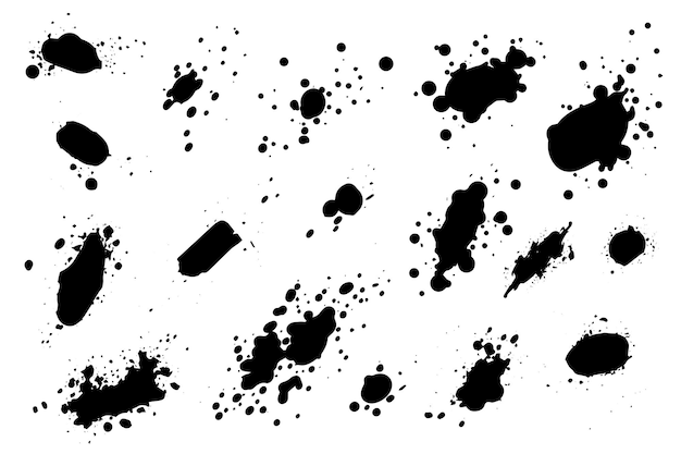 grunge ink black paint splotch splash of paints spray drops staining and frame with wet paint drop