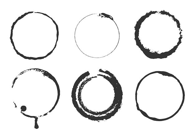 Grunge ink circle, black isolated on white background