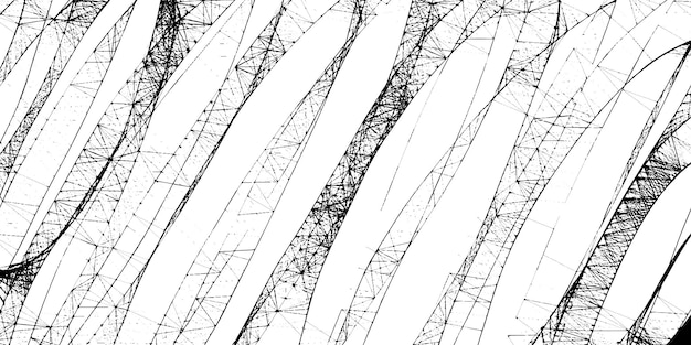 Grunge interlaced texture, threads, lines, wire, veins, vector monochrome background