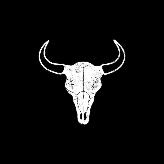 Grunge koe buffalo bull bison angus schedel hoofd vector design
