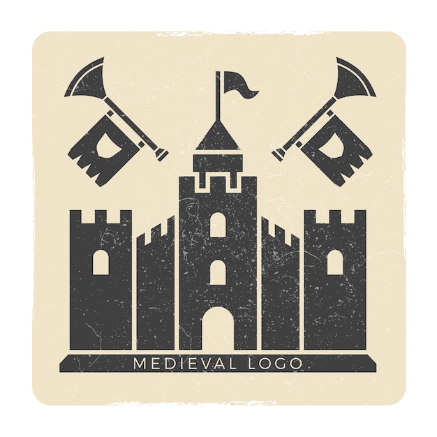 Logo del castello medievale di grunge