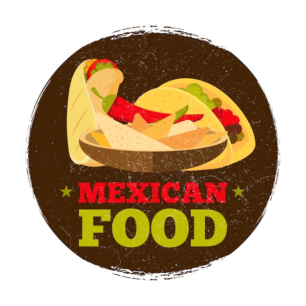 Grunge mexican food logo or badge