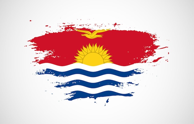 Grunge penseelstreek met de nationale vlag van Kiribati op een witte geïsoleerde achtergrond