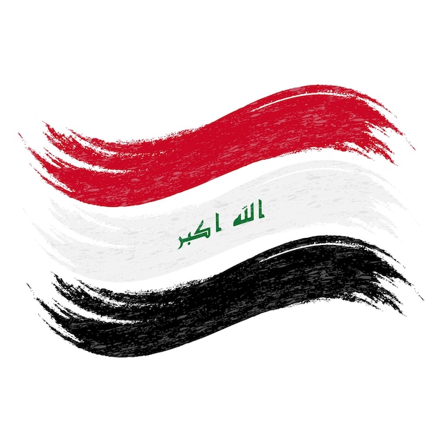 Grunge penseelstreek met nationale vlag van irak geïsoleerd op een witte achtergrond vectorillustratie