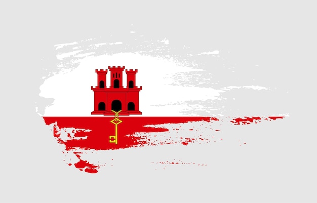 Grunge penseelstreek vlag van Gibraltar met geschilderde penseel splatter effect op solide achtergrond