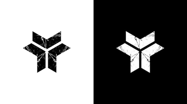 Grunge pijl badge logo militaire leger vector zwart-wit pictogramstijl ontwerpsjabloon